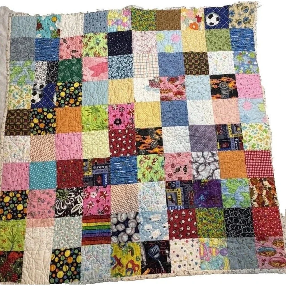 Patchwork Baby Quilt Anchors On Back Proverbs Scripture On Back See Pics 38”x38”